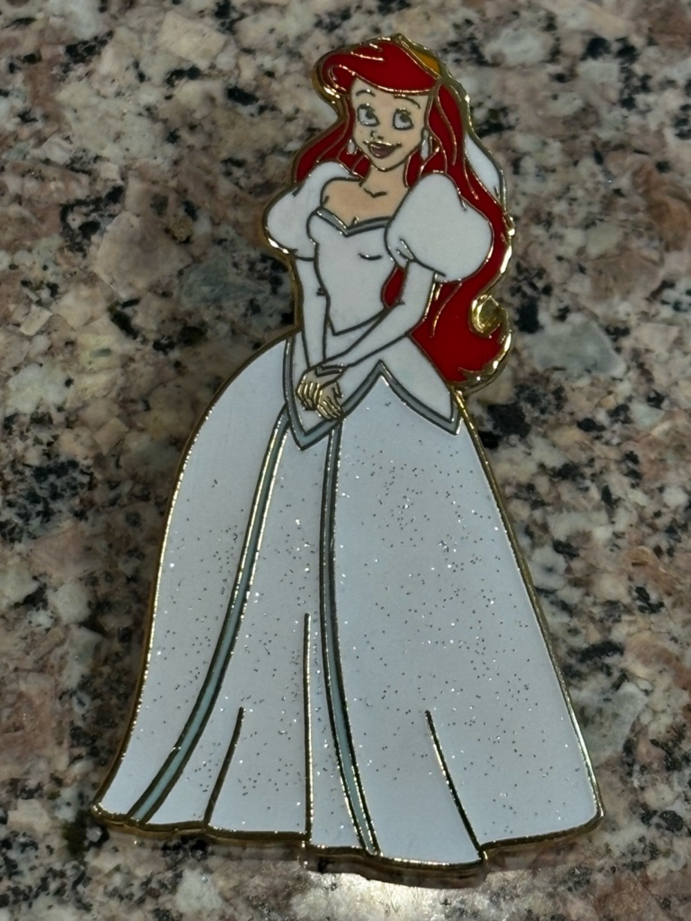 Vintage Disney Bride Ariel Glitter Wedding Dress Little Mermaid Core Pin 2002